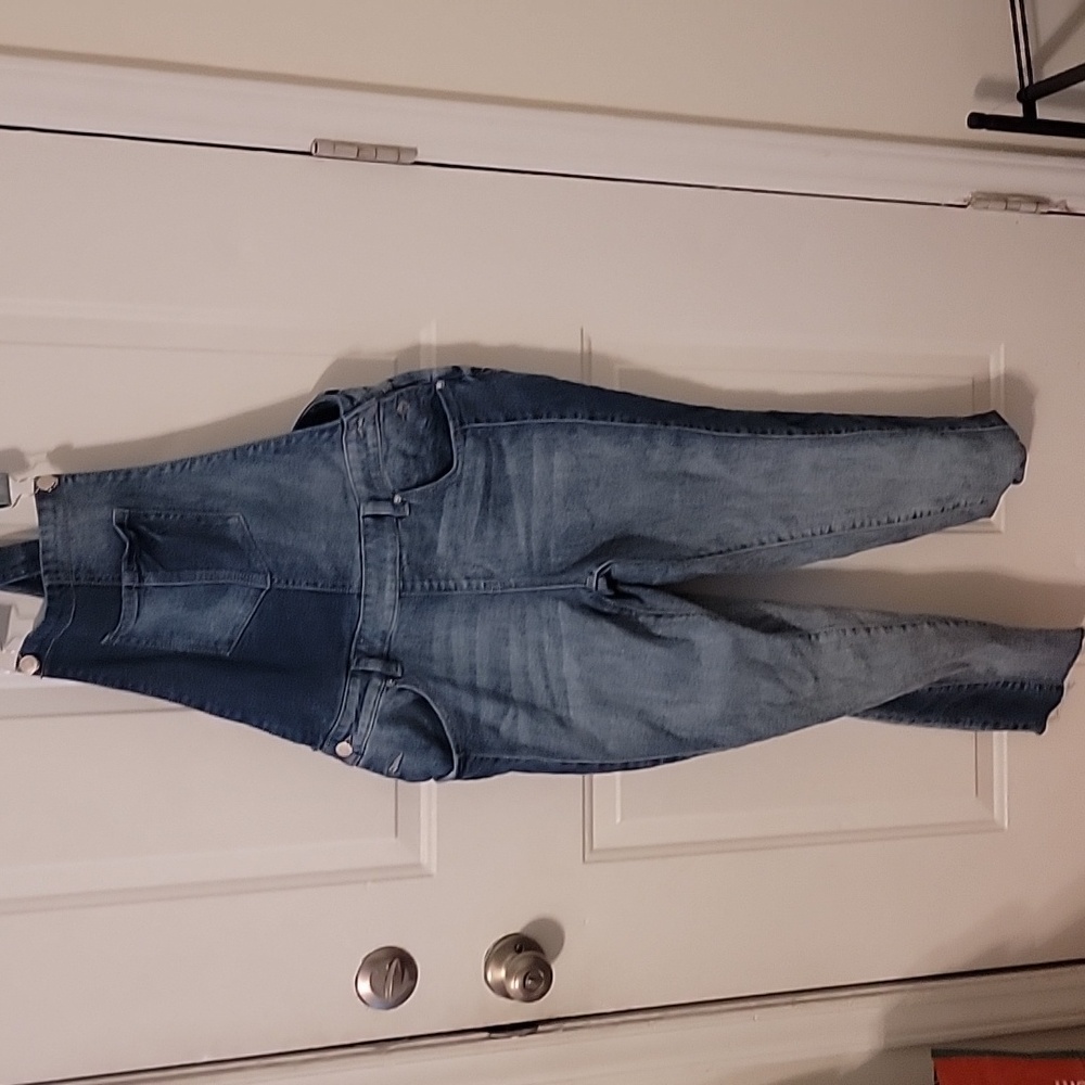 NY & Co denim overalls size medium stretch two tone blue